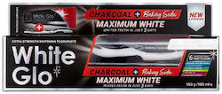 White Glo White Glo Aktivkohle + Natron Maximum White Zahnpasta Zahnaufhellende Zahnpasta 150g/100ml + Zahnbürste