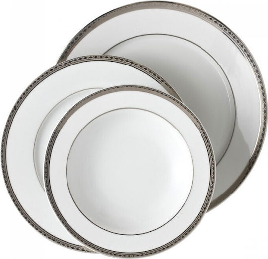 Emfasi 443 Platinum Silver Porcelain Dinnerware Set 44pcs