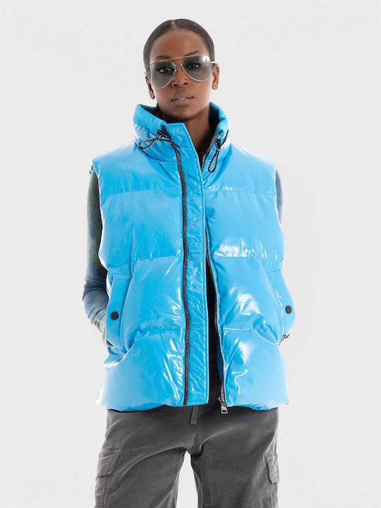 Karl Lagerfeld Kurz Damen Ärmellos Puffer Jacke für Winter Blau