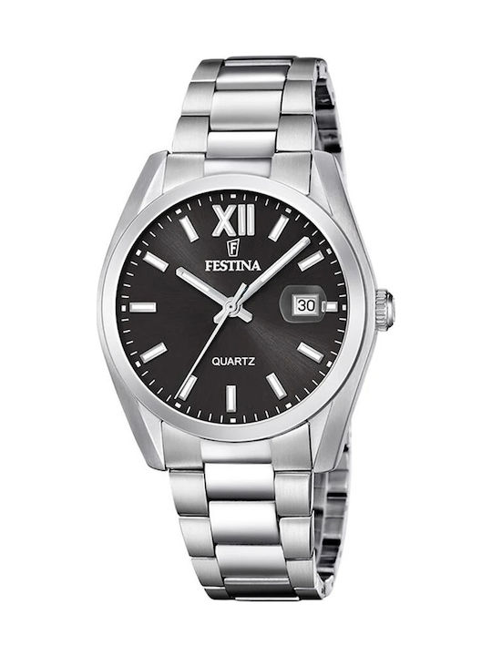 Festina Ανδρικό Ρολόι 40mm Μπαταρίας με Ασημί Μ...