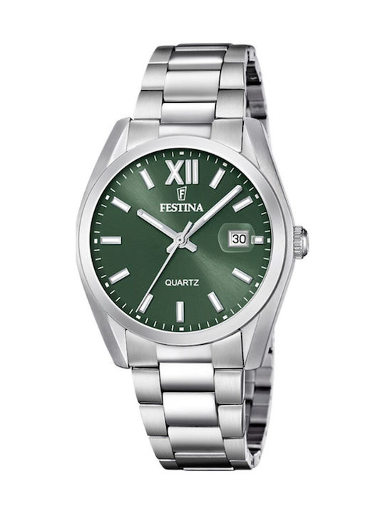 Festina Ανδρικό Ρολόι 40mm Μπαταρίας με Ασημί Μ...