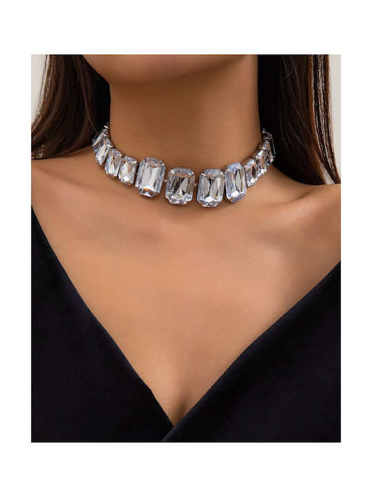 Choker Large Stones Silver