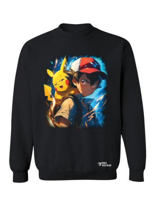 Φούτερ Μπλούζα Ενηλίκων Big Print Τakeposition Anime Pokemon Ash Pikachu Μαύρο 336-1415