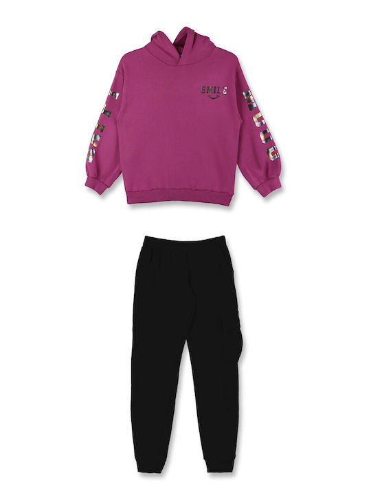 Nek Kids Wear Copilăresc Set de pantaloni de trening Magenta-black