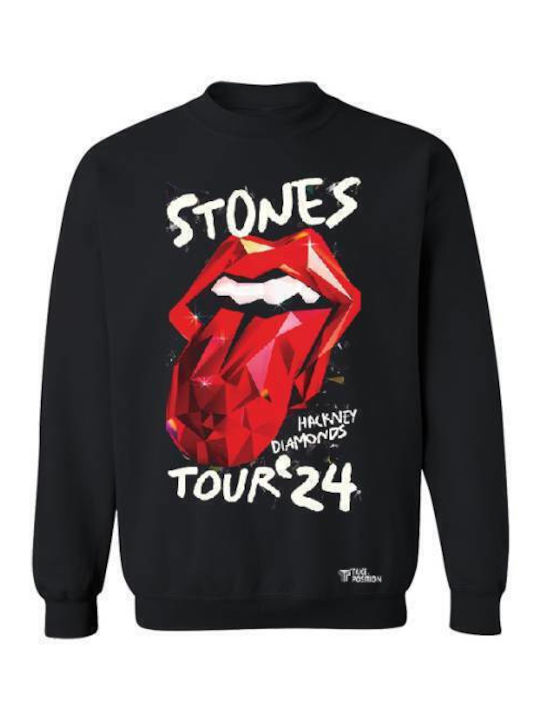 Erwachsenen Sweatshirt Großer Druck Takeposition Rolling Stones Tour24 Schwarz 336-7770