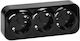 Triple Socket Todo 2p+z Schuko Ip20 16a 230v Ac Black