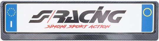 Simoni Racing Cadru Placă de Înmatriculare Auto Partea din spate Plastic 53 x 14cm Carbon negru