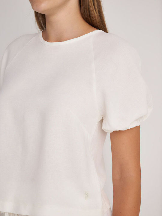 SugarFree Women's Summer Crop Top Linen White