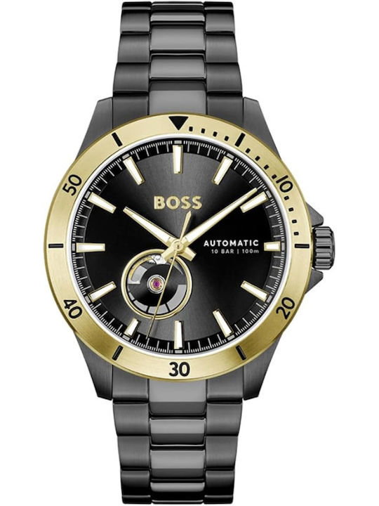 Boss Troper Men's Watch 43mm Chronograph Automatic with Black Metal Bracelet
