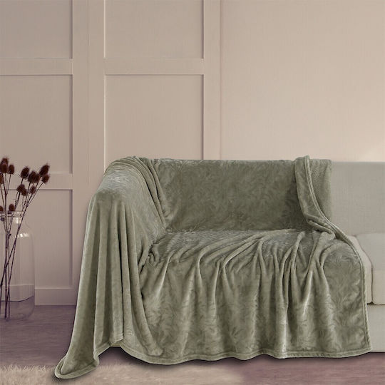 Melinen Aria Dreisitzer-Sofa Wurf Jacquard 170x300cm Olive/Grau