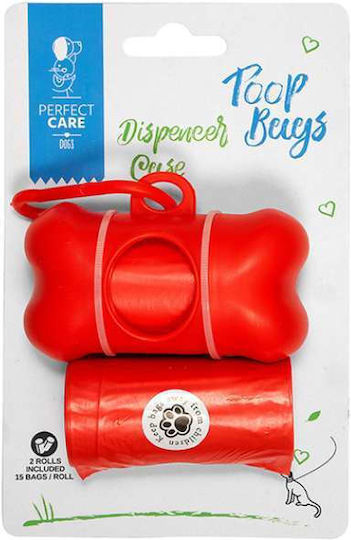 Perfect Care Poop Bag Holder 2 Rolls Red