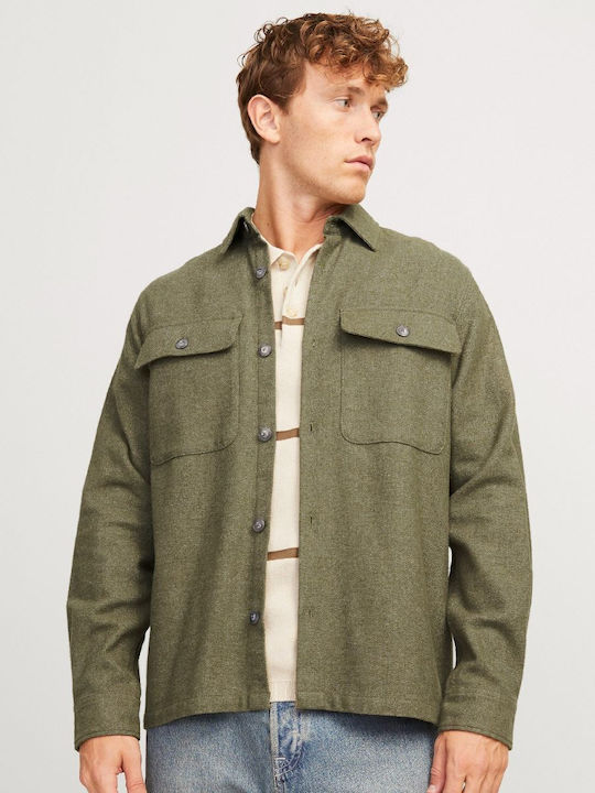 Jack & Jones Ανδρικό Πουκάμισο Overshirt Μακρυμάνικo Βαμβακερό Olive Night