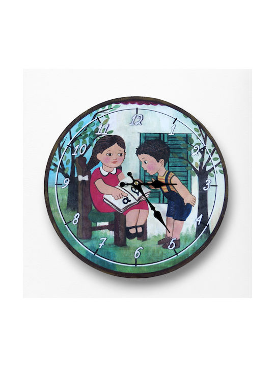 Artifact Wall Clock Wooden Multicolour Ø34cm