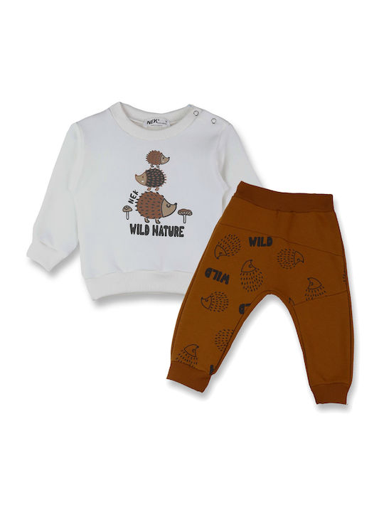 Nek Kids Wear Kids Set with Pants Winter 2pcs White-Brown