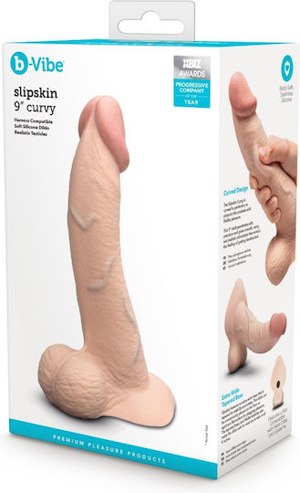b-Vibe Glasdildo mit Hoden und Saugnapf Fleisch 23cm