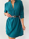 Erida Petrol Asymmetric Dress with Belt