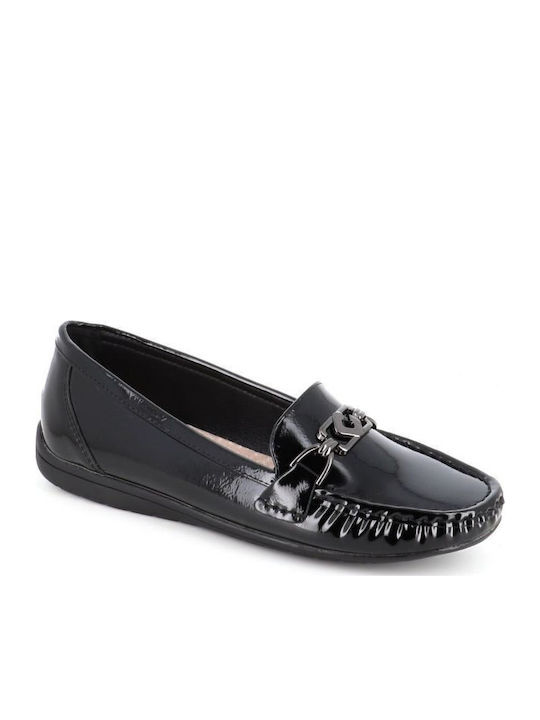 Patent Leather Women's Moccasins in Black Color