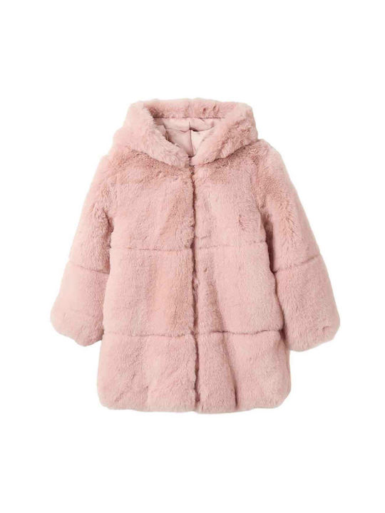 Zippy Kids Fur Coat with Lining & Hood Pink