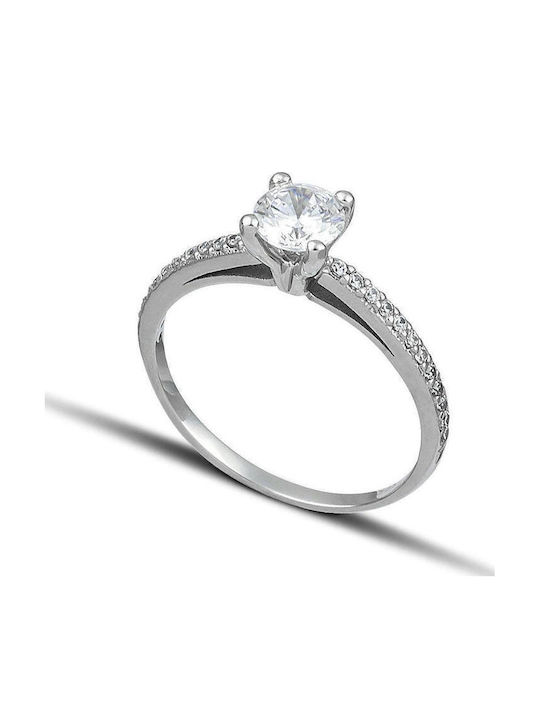 Themelidis Jewels Μονόπετρο από Λευκόχρυσο 18Κ με Διαμάντι