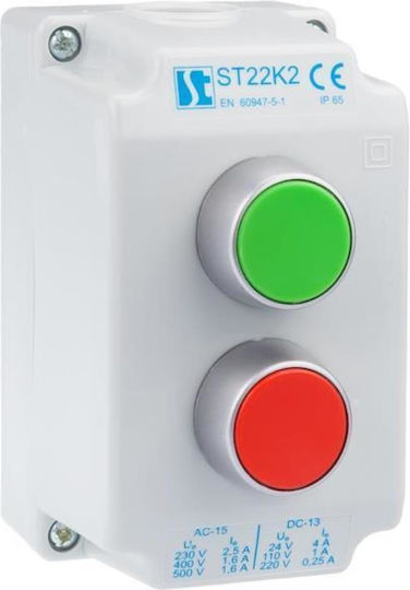 2-hole Control Cassette Buttons Green Red Ip65 St22k2 01-1