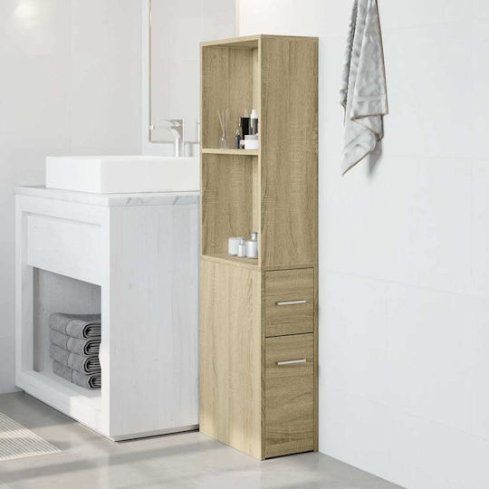vidaXL Wall Hung Cabinet Bathroom Column Cabinet L22xD41xH135cm Sonoma