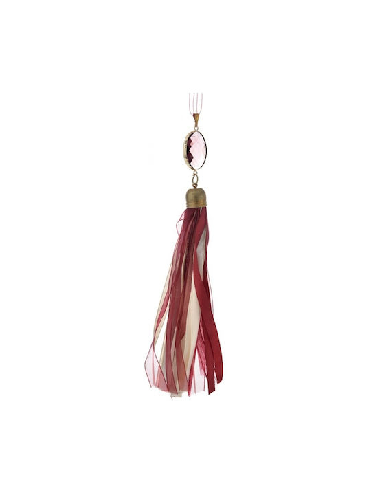 Christmas Hanging Ornament Burgundy With Gold Dust With Beads Burgundy