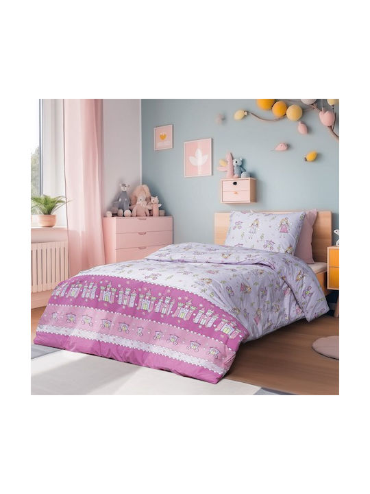 Lino Home Set Kinderbettbezug Einzel mit Kissenbezug Lilac 160x240cm