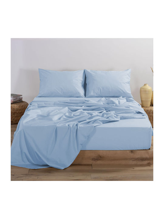 Nef-Nef Homeware Sheet for Single Bed with Elastic 100x200+30cm. Homeware Light Blue