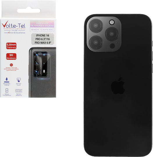 Volte-Tel 3d Curved Protecție Cameră Tempered Glass Transparent pentru iPhone 16 Pro, iPhone 16 Pro Max
