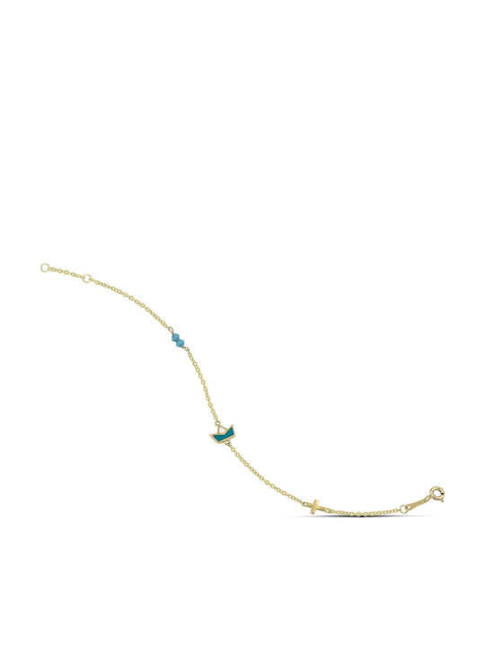 Themelidis Jewels Kids Bracelet from Gold 14K with Σταυρό & Stones