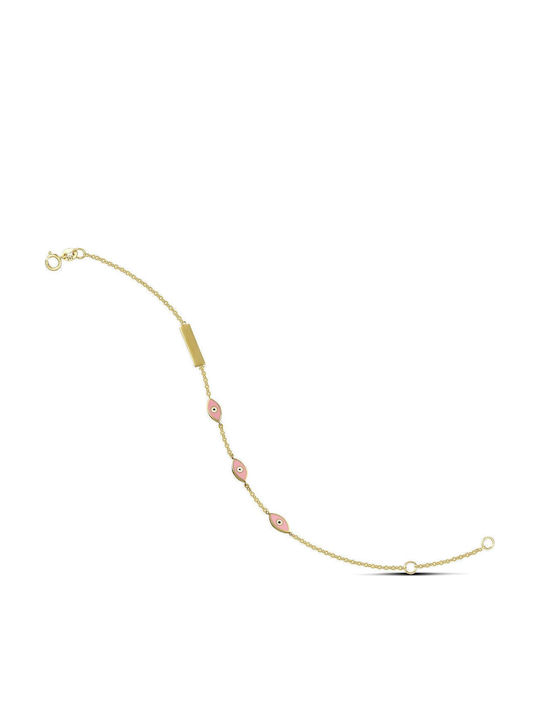 Themelidis Jewels Kids Bracelet ID from Gold 14K with Evil Eye
