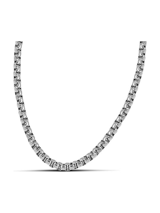 Themelidis Jewels Chain Neck made of Steel Thin Thickness 5mm and Length 45cm