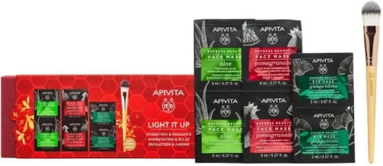 Apivita Light it Up Skin Care Set for Moisturizing, Brightening & Facial Cleaning 7pcs