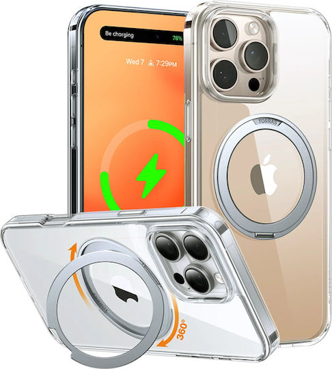 Torras Ostand Pro Magsafe Silikon Umschlag Rückseite Transparent Für iPhone 16 Pro