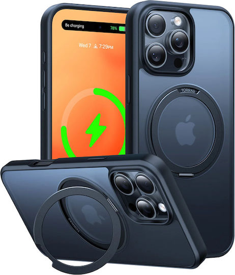 Torras Ostand Pro MagSafe Umschlag Rückseite Silikon Schwarz (iPhone 17 Pro / iPhone 16 Pro)