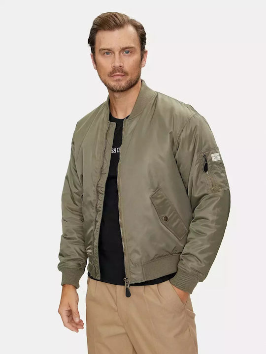 Guess Men's Bomber Jacket Waterproof and Windproof GREEN