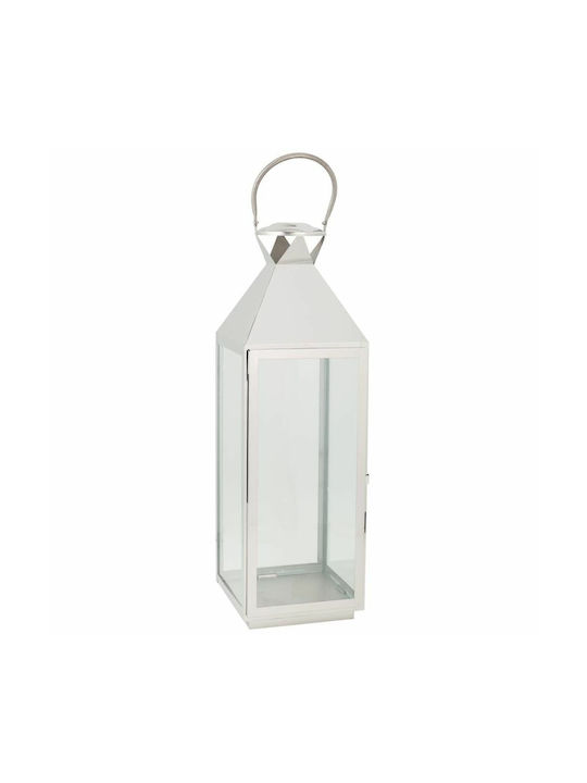 Alexandra House Living Lantern Silver Glass Stainless Steel 23 X 72 X 24 Cm