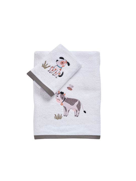 Das Home Σετ Βρεφικές Πετσέτες 2τμχ Taupe, White Βάρους 420gr/m²