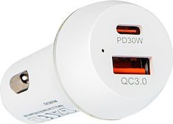 Blow Φορτιστής Αυτοκινήτου με Θύρες 1xUSB-A 1xType-C