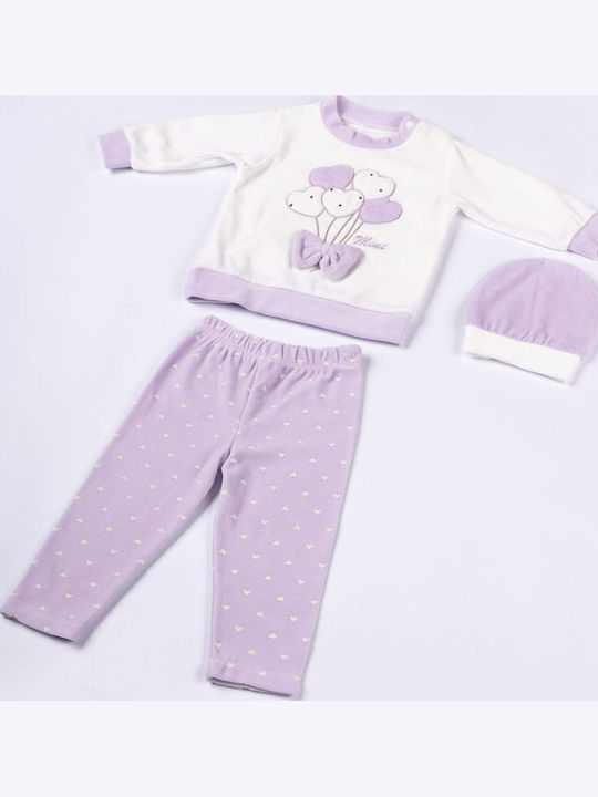 Evita Kids' Pajamas Winter Cotton White-lilac