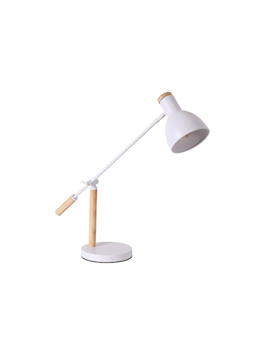 Pakketo Idante Metal Table Lamp for Socket E27 with White Shade and Brown Base