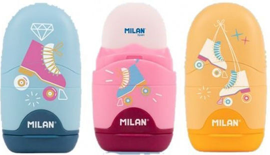 Milan Capsule Πλαστική Ξύστρα Βαρελάκι με Γόμα (Διάφορα Σχέδια/Χρώματα) 1τμχ