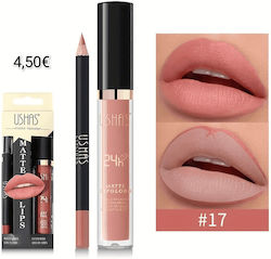 Ushas Σετ Matte Liquid Lipstick & Lipliner No.17 Ushas Σετ Matte Liquid Lipstick & Lipliner No.17