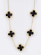 Necklace With Flower Design Made Of Black Gold Plated Steel