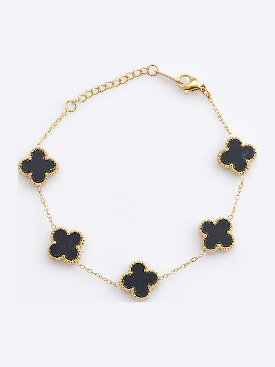 Women's Bracelet with design Flower made of Steel Gold Plated