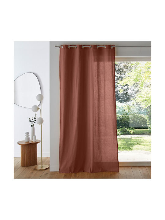 La Redoute Interieurs Κουρτίνα με Τρουκς Καφέ 135x350εκ.