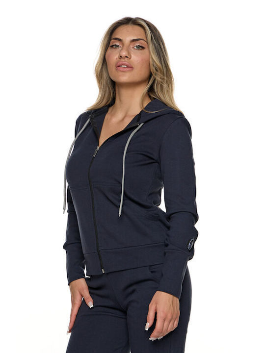 Bodymove Women's Hooded Cardigan Navy Blue