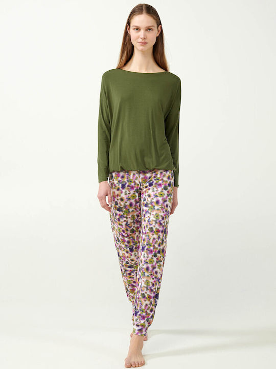 Vamp Pentru Femei Bluză Pijamale Green Moss