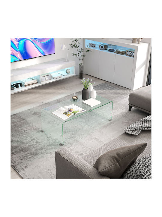 HomCom Funktionales Design Zentral Kaffeetisch Glas Transparent M100xP50xH35cm
