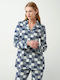 Vamp Winter Women's Fleece Pyjama Top Blue Patriot